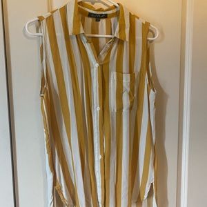 High low collared sleeveless top, striped